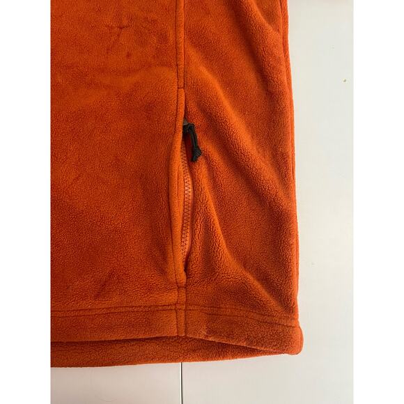LL Bean Pumpkin Orange Fleece Quarter Zip Pullover Hand Warmer Pocket Sz Medium - Picture 4 of 10